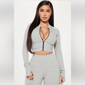 Kendall Snatched Zip up jacket in Heather gray